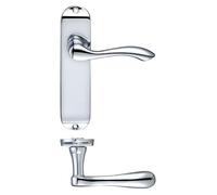 KOOPLES HARDWARE Project Arundel Lever on Latch Backplate - 175mm x 42mm - Satin Stainless Steel Interior Door Handle - Modern Commercial Style - Fixings Included (Polished Chrome)