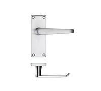 KOOPLES HARDWARE Project Victorian Flat Lever on Latch Backplate - 114mm x 40mm - Satin Stainless Steel Door Handle - Classic Slim Design for Internal Doors - Fixings Included (Satin Chrome)