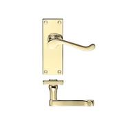 KOOPLES HARDWARE Project Victorian Scroll Lever on Latch Backplate - 114mm x 40mm - Traditional Internal Door Handle - Satin Stainless Steel Finish - Fixings Included (Electro Brass)