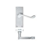 KOOPLES HARDWARE Project Victorian Scroll Lever on Latch Backplate - 114mm x 40mm - Traditional Internal Door Handle - Satin Stainless Steel Finish - Fixings Included (Satin Chrome)