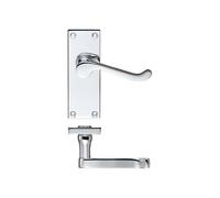 KOOPLES HARDWARE Project Victorian Scroll Lever on Latch Backplate - 114mm x 40mm - Traditional Internal Door Handle - Satin Stainless Steel Finish - Fixings Included (Polished Chrome)