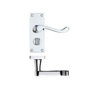KOOPLES HARDWARE Project Victorian Scroll Lever on Privacy Backplate - 114mm x 40mm - Traditional Lever Handle with Thumbturn and Emergency Release -Fixings Included (Polished Chrome)