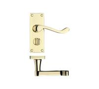 KOOPLES HARDWARE Project Victorian Scroll Lever on Privacy Backplate - 114mm x 40mm - Traditional Lever Handle with Thumbturn and Emergency Release -Fixings Included (Electro Brass)