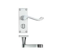 KOOPLES HARDWARE Project Victorian Scroll Lever on Privacy Backplate - 114mm x 40mm - Traditional Lever Handle with Thumbturn and Emergency Release -Fixings Included (Satin Chrome)