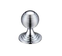 KOOPLES HARDWARE Queen Anne Ringed Knob - 38mm Rose Cabinet Handle with Decorative Turned Detailing for Doors, Drawers & Furniture (Polished Chrome)