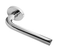 Kooples Hardware Radium Door Handle on Rose - Contemporary Lever Handle Set with Round Rose - Solid Metal Internal Door Handles in Satin Finish - Fixings Included (Grade 304, Polished Stainless Steel)