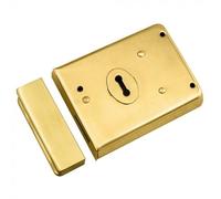 Kooples Hardware RDE8043 Rim Deadlock - Surface Mounted Door Lock for Timber Doors - Key Operated from Both Sides (Deadlock, Polished Brass)