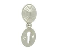 Kooples Hardware Reeded Covered Escutcheon - Solid Brass Keyhole Cover Plate with Traditional Swing Lid (Satin Nickel)