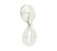 Kooples Hardware Reeded Covered Escutcheon - Solid Brass Keyhole Cover Plate with Traditional Swing Lid (Polished Nickel)