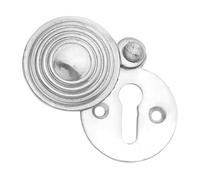 Kooples Hardware Reeded Escutcheon - Decorative Keyhole Cover with Grooved Detailing - Suitable for Standard or Oval Profile Locks (Polished Chrome, 32 MM)
