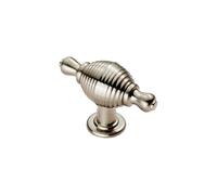 KOOPLES HARDWARE Reeded Knob with Finial Ears Large Cabinet Knob in Satin Nickel - Decorative Solid Metal Pull
