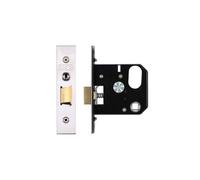 Kooples Hardware Replacement Nightlatch Complete with PVD Forend & Strike Traditional Rim Lock Key Lockable - Polished Finish for Timber Doors (Satin Stainless)