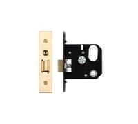 Kooples Hardware Replacement Nightlatch Complete with PVD Forend & Strike Traditional Rim Lock Key Lockable - Polished Finish for Timber Doors (Brass Finish/Anti Tarnish)
