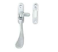 Kooples Hardware Reversible Casement Fastener - Traditional Window Catch with Keep - Universal Latch for Timber Frames (Satin Chrome, 124mm)