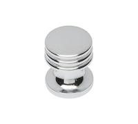 KOOPLES HARDWARE Ringed Knob Solid Brushed Stainless Steel - Traditional Cabinet Drawer Pull with Decorative Grooves (Polished Chrome)