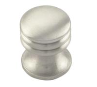 KOOPLES HARDWARE Ringed Knob Solid Brushed Stainless Steel - Traditional Cabinet Drawer Pull with Decorative Grooves (Satin Nickel)