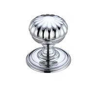 KOOPLES HARDWARE Ringed Mortice Door Knob Pair - Concealed Fixing - Unsprung Interior Handles with Traditional Grooved Design - Fixings Included (Polished Chrome)