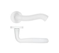 KOOPLES HARDWARE Rococo Door Handle Lever - Designer Brass Finish Handle on Round Rose for Interior Doors - Premium Quality Traditional Style** (Powder Coat White)
