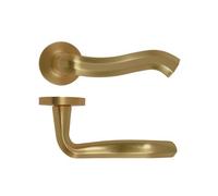 KOOPLES HARDWARE Rococo Door Handle Lever - Designer Brass Finish Handle on Round Rose for Interior Doors - Premium Quality Traditional Style** (Antique Brass)