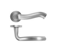 KOOPLES HARDWARE Rococo Door Handle Lever - Designer Brass Finish Handle on Round Rose for Interior Doors - Premium Quality Traditional Style** (Satin Chrome)
