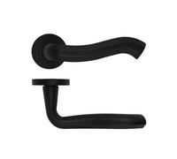 KOOPLES HARDWARE Rococo Door Handle Lever - Designer Brass Finish Handle on Round Rose for Interior Doors - Premium Quality Traditional Style** (Oscuro Matt Black)