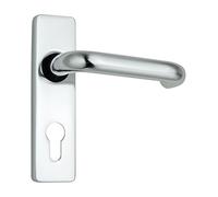 KOOPLES HARDWARE Round Bar Lever Lock (Euro Profile) Polished Anodised Aluminium Door Handle Lever Oval on Polished Anodised Aluminium for Internal Doors 150x40mm
