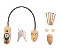 Kooples Hardware Safety Locking Restrictor Window and Door Security Device with Key Lock for Controlled Opening and Child Safety (Polished Gold)