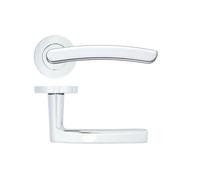 KOOPLES HARDWARE Santiago Lever on Round Rose - Stainless Steel Internal Door Handle - Modern Angular Lever Design - Satin Finish - Fixings Included (Polished Chrome)