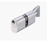 Kooples Hardware Satin Chrome V5 Euro Profile Double Cylinder Lock - 5-Pin Mechanism - Keyed Both Sides - Fixings Included (Oval - Keyed to Differ (E), 80mm)