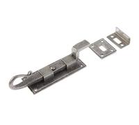 Kooples Hardware Shepherd’s Crook Necked Bolt 102mm - Traditional Hand-Forged Surface Bolt with Cranked Shoot - Black Antique Iron Door & Window Bolt (Pewter)