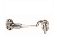 Kooples Hardware Silent Pattern Cabin Hook with Cushioning Sleeve for Quiet Latching Steel Door and Gate Holder with Fixings (Bright Stainless Steel, 103.5mm)
