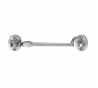 Kooples Hardware Silent Pattern Cabin Hook with Rubber Buffer for Quiet Latching Door Gate Fastener with Screws (Polished Chrome, 151mm)