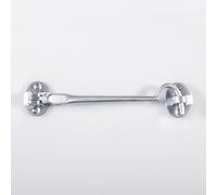 Kooples Hardware Silent Pattern Cabin Hook with Rubber Buffer in Blister Pack Steel Door Gate Holder with Fixings for Indoor Outdoor Use (Satin Chrome, 151mm)