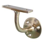 Kooples Hardware Solid Brass Handrail Brackets - Wall Mounted Stair Rail Support for Timber Banisters - Traditional Brass Finish with Fixings Included (Polished Brass, 64mm)