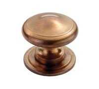 KOOPLES HARDWARE Solid Bronze Cottage Knob - Handcrafted Traditional Round Cabinet Drawer Knob with Natural Aged Patina