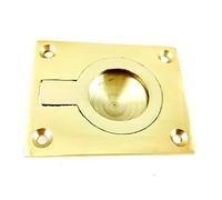 KOOPLES HARDWARE Solid Quality Flush Ring Pull Handle Casted Satin Stainless Steel, Pull Out Door Handle, Internal Folding Doors, Pocket Sliding Door Handles (Polished Brass, 63x52mm)