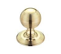 KOOPLES HARDWARE Solid Ringed Mortice Door Knob Pair - Concealed Fixing - Traditional Unsprung Interior Handles with Grooved Detail - Fixings Included (Polished Brass)