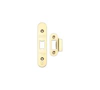 Kooples Hardware Spare Accessory Pack for UK Flat Latch - Radius Forend, Strike Plate & Fixing Screws (Brass Finish/Anti Tarnish)
