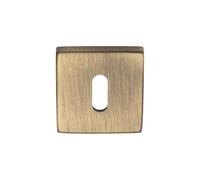 Kooples Hardware Square Escutcheon Satin Stainless Steel Keyhole Cover Plate for Mortice Locks Modern Concealed Fix Design (Antique Brass, Square Standard Profile)