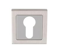 Kooples Hardware Square Euro Profile Escutcheons - Modern Keyhole Cover for Cylinder Locks (Bright/Satin Stainless Steel)
