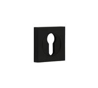 Kooples Hardware Square Plain Rose Euro Profile Escutcheons - Minimalist Flat Edge Lock Plates for Internal and External Doors, Pair (Black)