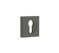 Kooples Hardware Square Plain Rose Euro Profile Escutcheons - Minimalist Flat Edge Lock Plates for Internal and External Doors, Pair (Dark Bronze)