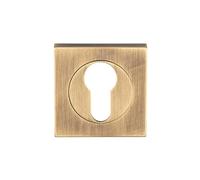Kooples Hardware Square Profile Escutcheons - Keyhole Covers for Euro Cylinder or Mortice Locks (Antique Brass, Square Euro Profile)