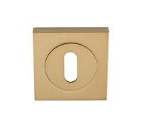 Kooples Hardware Square Profile Escutcheons - Keyhole Covers for Euro Cylinder or Mortice Locks (Satin Brass, Square Standard Profile)