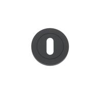 Kooples Hardware Standard Profile Round Escutcheon - Circular Keyhole Cover for Mortice Locks - Satin Stainless Steel - Traditional British Profile - Fixings Included (Oscuro Matt Black)