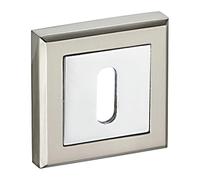 Kooples Hardware Standard Square Escutcheon Keyhole Cover for Internal Doors Modern Euro Lock Escutcheon in Chrome Finish - Fixings Included (Satin Nickle/Polished Nickle)