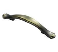 KOOPLES HARDWARE Stepped Edge Bow Handle - Curved Cabinet Pull with Detailed Ends - Traditional Drawer Handle for Kitchens, Wardrobes & Furniture (Antique Burnished Brass)