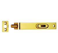 Kooples Hardware Sunk Slide Flush Bolt - Concealed Door Locking Bolt for Wooden Double Doors, French Doors & Cupboards - Satin Chrome Finish with Fixings. (Polished Brass)