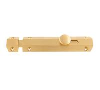 Kooples Hardware Surface Bolt - Heavy-Duty Straight Door Latch for Wooden Doors, Gates, Sheds & Cabinets - Solid Brass Finish with Screws. (Satin Brass, 152mm x 36mm)
