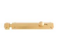 Kooples Hardware Surface Bolt - Heavy-Duty Straight Door Latch for Wooden Doors, Gates, Sheds & Cabinets - Solid Brass Finish with Screws. (Satin Brass, 202mm x 36mm)